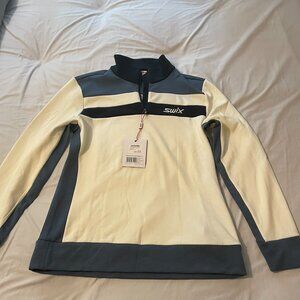 SWIX Midlayer/Jacket 1/2 Zip Women's L Blue/Cream Stretch
